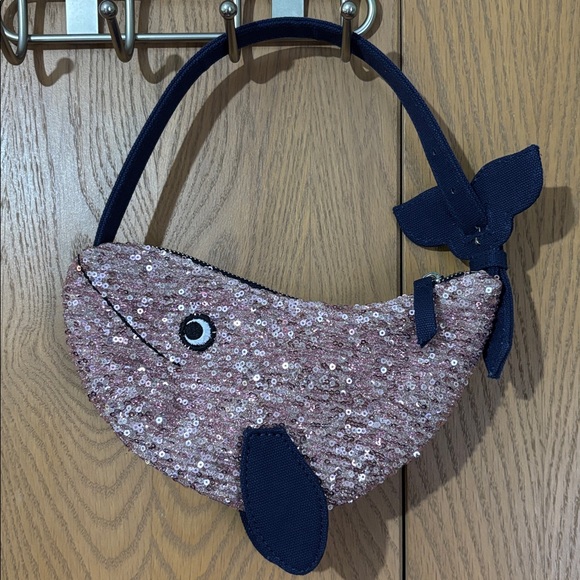 Vineyard Vines girls Pink and Navy Sequin Whale Bag purse - Picture 2 of 6
